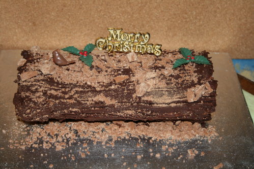 Thomas Birthday Cake on Christmas Chocolate Log   The Village Cake Station